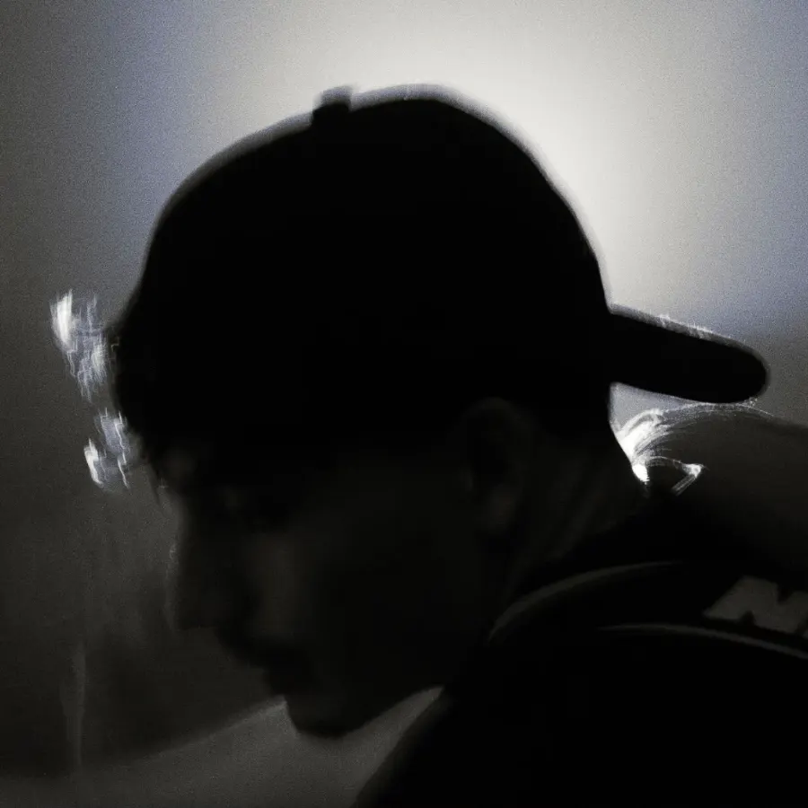 ByMengow de perfil, de boné, em preto e branco